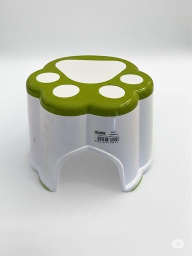 Kaydırmaz Tabanlı Çocuk Taburesi, Pati Desenli, Yeşil