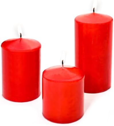 3'lü Kırmızı Silindir Mum Seti (5,5 cm-7,5 cm-10 cm)
