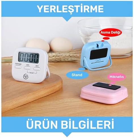 NPO NPT05M Mutfak,Ders,Yemek için 99:59dk Dijital Alarm Kronometre,Pomodoro Öğrenci Motivasyon Saati