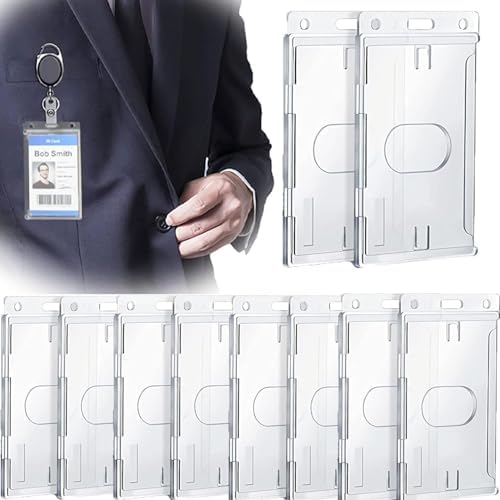 Kimlik kartı tutucu, 10 Adet PC Şeffaf Malzeme Sert Plastik Kart Tutucu, Kredi Kartı Koruyucu Başparmak Yuvası Kimlik Tutucu, Kolay Erişimli Dayanıklı Kimlik Kartı Tutucu
