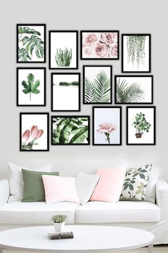 12 Parça Siyah Çerçeve Görünümlü Mdf Tablo Seti 121, 15 x 20