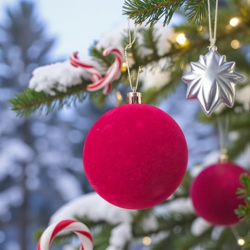 YILBAŞI TOPU 8CM KADİFE DÜZ 4LÜ BORDO AST7438