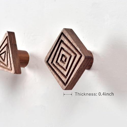 Ahşap Kancalar, 4'lü Paket Dekoratif Askılık, Siyah Ceviz Ahşap Kanca, Sanatsal Tasarım, Mont, Bornoz, Sırt Çantası, Şapka, Çanta ve Atkı Asmak için