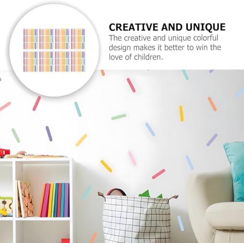 Duvar Çıkartmaları, Çocuklar için 8 Sayfa DIY Ev Dekorasyon Duvar Çıkartmaları, Çıkarılabilir Renkli Duvar Çıkartmaları, Çocuk Odası, Yatak Odası, Oturma Odası ve Oyun Odası için (Konfeti)