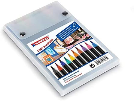 1340 fırça uçlu keçeli kalem - 10'lu set - renkli, parlak, narin renkler - esnek fırça ucu