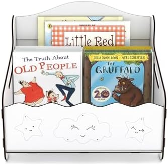 Monte Bank Kitaplık Dergilik Çocuk Odası Ahşap MDF Bebek Kitaplığı Mini Çocuk Kitaplığı (Beyaz)