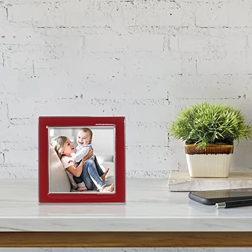 4x4 Gümüş Metal ve Kırmızı Resim Çerçevesi