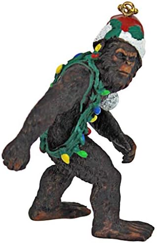 Bigfoot, Yeti Sabta'nın Şapkalı Komik Ağacı Dekorasyonu, Poliresin, Tam Renkli, 7,5 cm