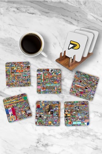 (pster21286) Reddit R Place 2022 Ahşap Bardak Altlığı Seti (standlı, 6 Adet)