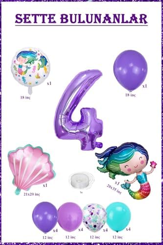 1-9 Yaş Deniz Kızı Konsept Temalı Doğum Günü Kutlama Seti (4)