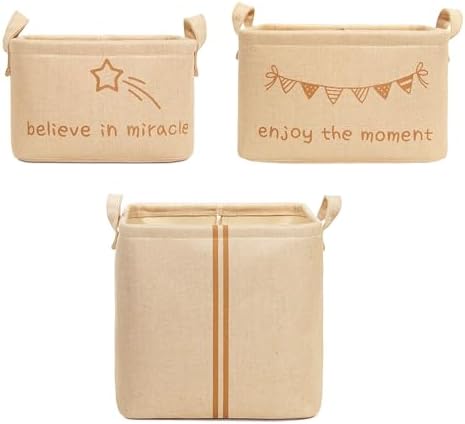 3'lü Çocuk Odası Jüt Kumaş Sepet Set 1 Adet 24 x 17 x 14/1 Adet 30 x 21 x 18/1 Adet 30 x 30 x 30 cm