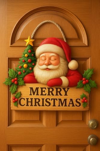 Babalı Ahşap Kapı Yılbaşı Kapı Yılbaşı Süsü, Kapı Süsü (30-20 cm)