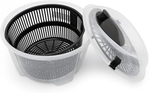 Pratik Salata Kurutucu – Çevirmeli Sebze & Marul Kurutma Kabı, 4,5 L Manuel Dönerli Yıkama ve Kurutma Leğeni, Suyu Ayıran Çok Fonksiyonlu Spinner