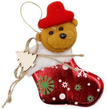 Yılbaşı Temalı Asılabilir Dekoratif Mini Çorap – 1 Adet – 4 Farklı Modelden Rastgele Gönderilir – Tamamen Dekoratif Süs (15x9 cm)