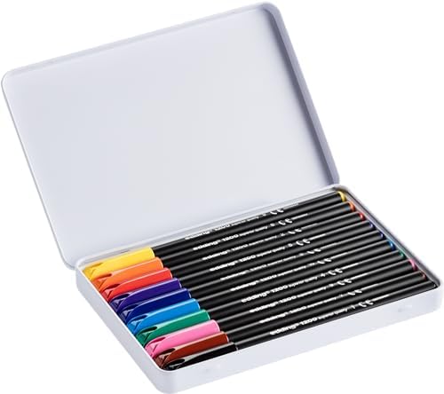 Edding 1200 İnce Uçlu Keçeli Kalem - 10 Parlak Renkli Set - Metal Kutu - Yuvarlak Uçlu 1 mm
