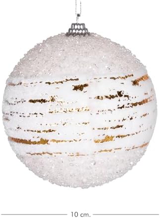 Yılbaşı Topu Kumaş Şeritli 2'li Set Beyaz 10 Cm.