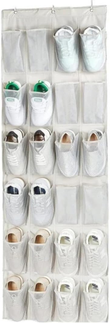 Kapı Arkasına Takılabilen 24 Gözlü Kumaş Organizer Düzenleyici, Ev Için Pratik Terlik Eşya Temizlik Malzemesi (1)