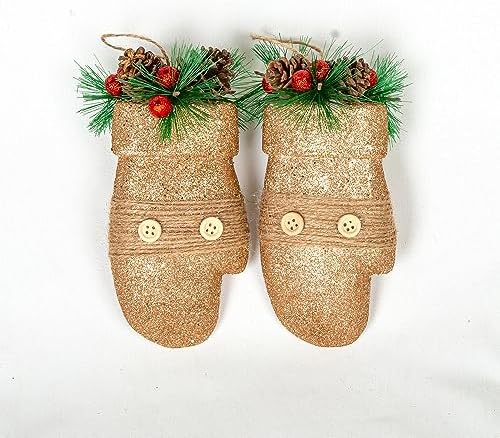 Yılbaşı Süsü Eldiven 'li 2'li Paket Dore 12x18,5 Cm.