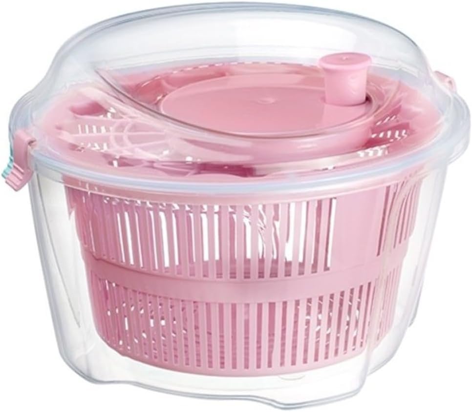 4.4 Litre Büyük Boy Vega Salata Kurutucusu - Sebze Kurutucu - Meyve Kurutucu - Süzgeç - Salata Kurutma Aleti - PP+ (Pembe)