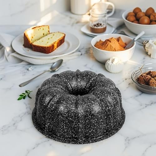 Döküm Gövdeli 24cm Granit Kaplama Klasik Kek Kalıbı, Dilimli Kalıp, Yanmaz Yapışmaz Granit Kaplama Döküm