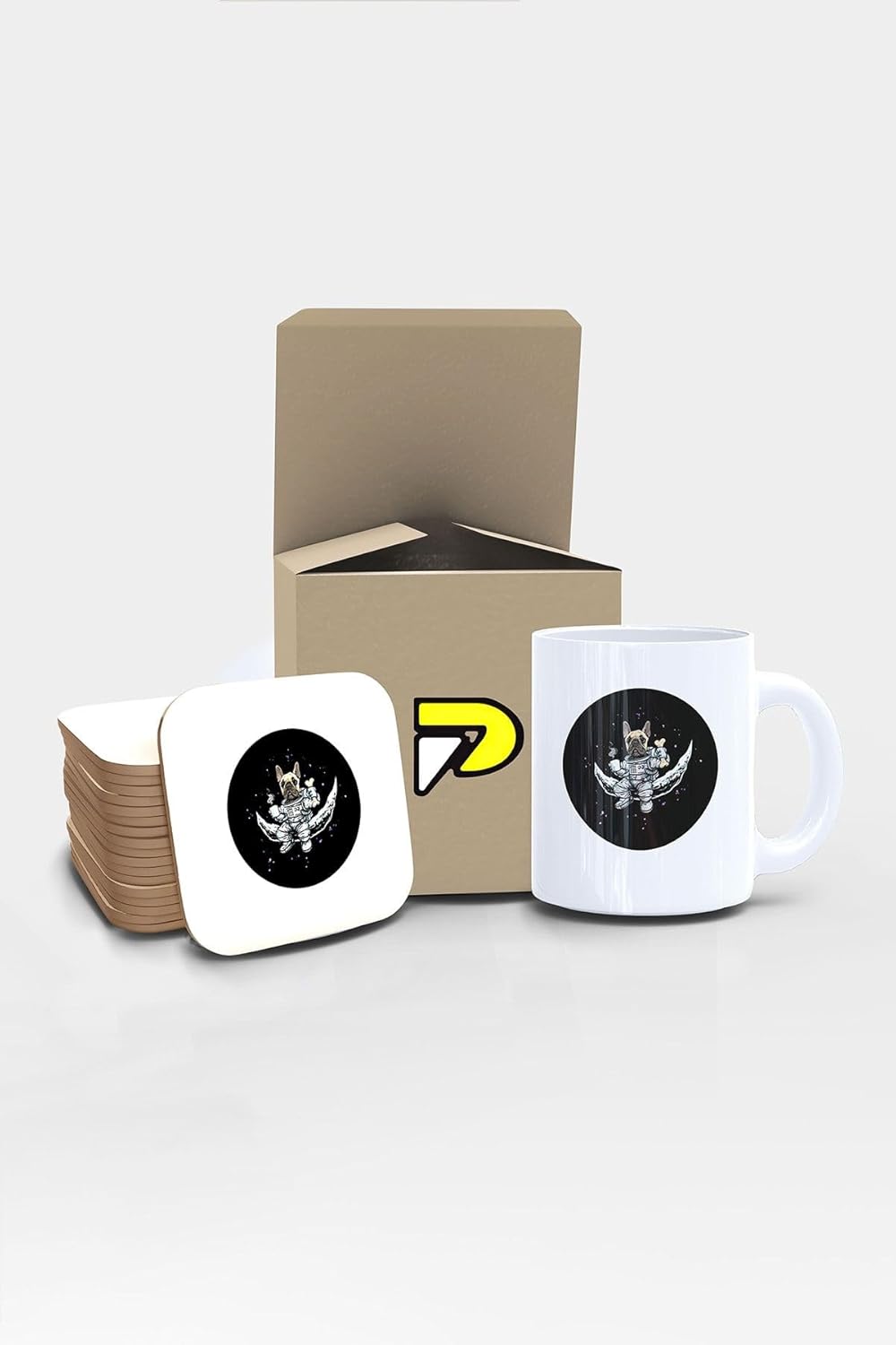 Astronot Köpek Uzay Tasarımlı Baskılı Kupa Bardak Seti, Eğlenceli Özel Hediye Mug