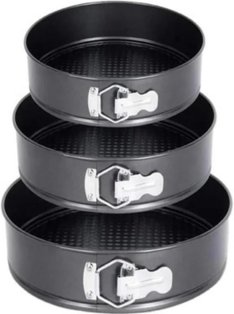 3’lü Kelepçeli Kek Kalıbı Seti – Teflon Yapışmaz Kaplama, Sızdırmaz, Farklı Boylarda Yuvarlak Kalıp, Pasta ve Cheesecake İçin