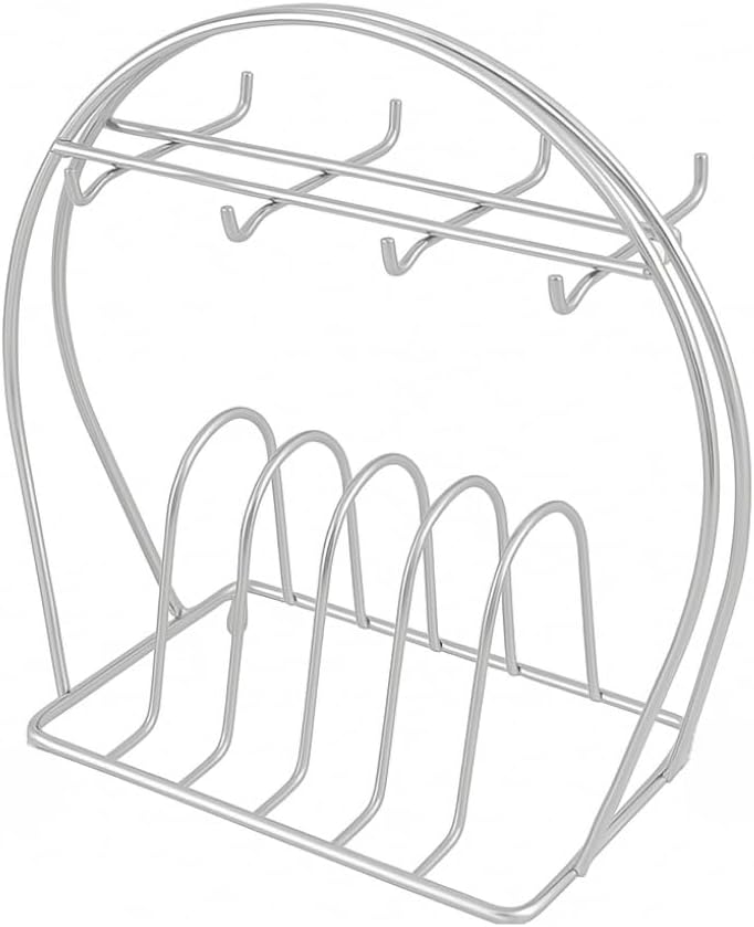 6’lı Fincan Askılığı – Metal Tabak ve Fincan Düzenleyici Stand, Paslanmaz, Şık ve Kullanışlı Mutfak Organizeri