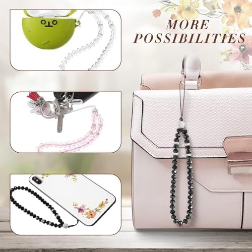 Cep Telefonu Kordonu, 3 Parça Pırıltılı Kristal Boncuklu Bilek Kordonu, Kadınlar İçin Bileklik Şıklığında, Telefon, Kamera, Çanta ve Anahtarlık İçin Pırıltılı Kordon