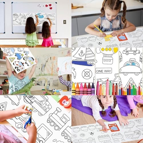 Çizim kağıdı ruloları, 30cmx3m Boyama Kağıdı Rulosu, Çocuklar İçin Yapıştırılabilir Duvar Kağıdı, DIY Renk Doldurma Kağıdı, Sınıf/Ev/Parti İçin İdeal Hediye, 1 Rulo, 40 x 300 cm