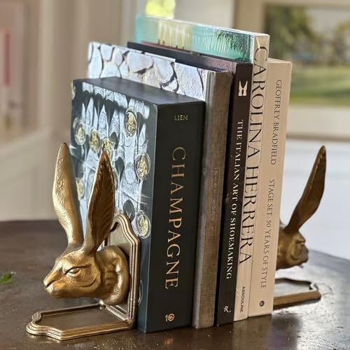 Fox Run Tavşan Dekoratif Kitap Seti,%100 Demir, 4.7" x 4" x 8.6" Ağır Kitap Ayracı