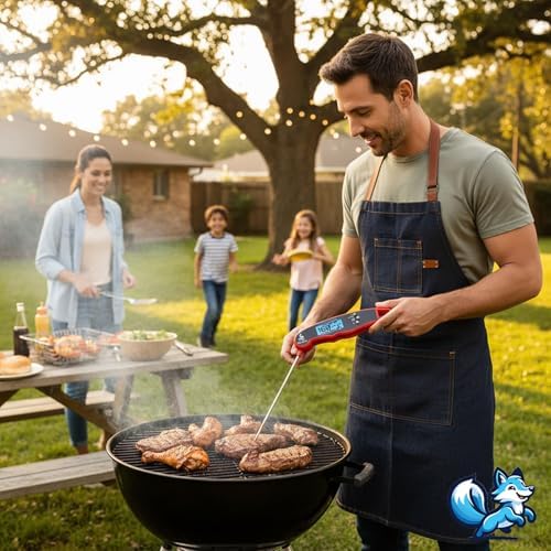 Dijital Hızlı Okunan Mutfak Termometresi - Mıknatıslı, Katlanabilir, Arkadan Aydınlatmalı LCD Ekran, 240° Dönebilen Prob, -50°C~300°C Aralığı