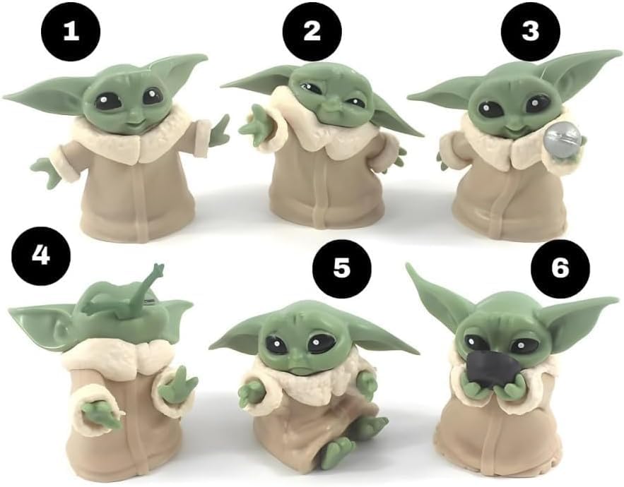 6 lı Set Sevimli Bebek Yoda Ürün Koleksiyonu Dekoratif Hediyelik Eşya Biblo Masa Süsü