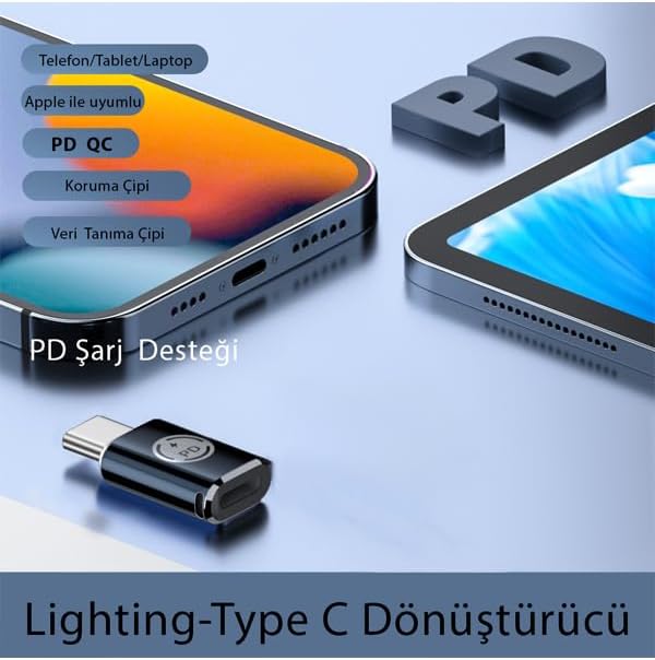 35W Type C to Lightning 15 Max Pro Plus Yuva Çevirici Hızlı Şarj Aktarımı OTG Dönüştürücü Koyu Mavi OTGTM (OTGTM-D)