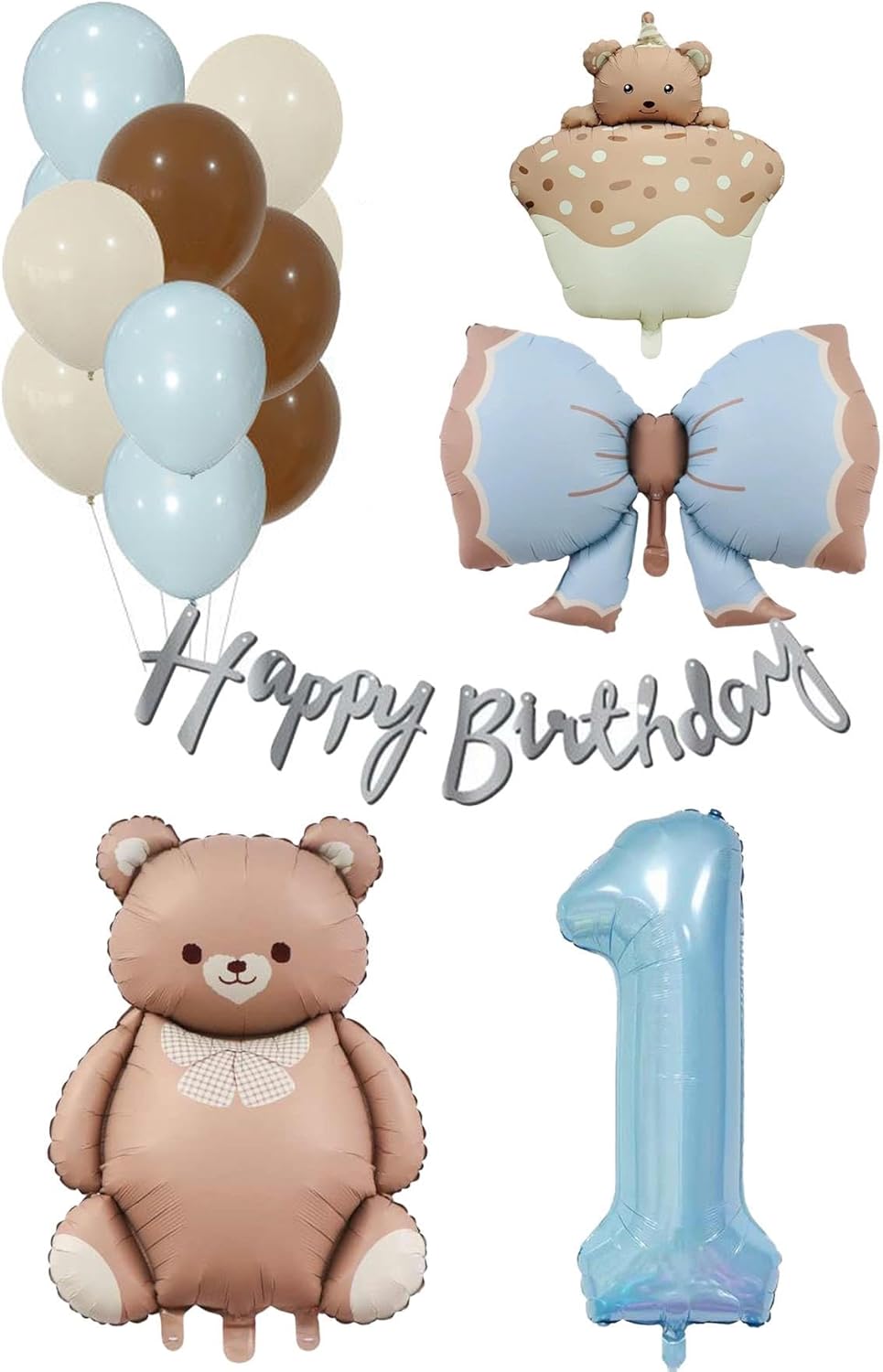 1 Yaş Retro Ayıcık Temalı Erkek Bebek Konsept Doğum Günü Seti