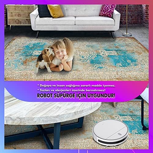 Dizayn Irla Desenli Pamuk Tabanlı Yıkanabilen Kaydırmaz Antibakteriyel Salon Halısı 80x300