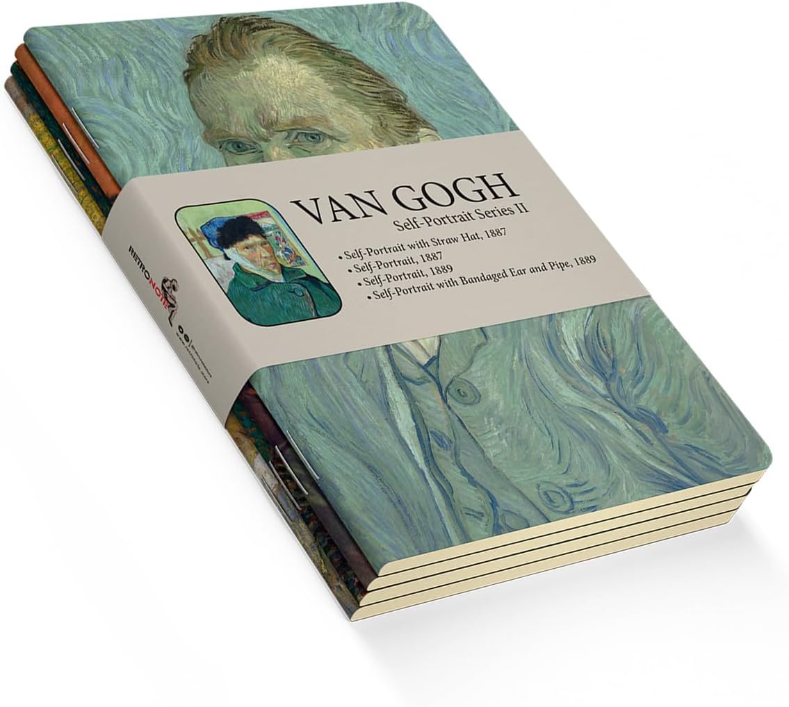 Self-Portrait Series II - A5, 4'lü Defter Seti V, Çizgisiz, Toplam 256 Sayfa, Her biri 64 Sayfa, Tel Dikiş, Esnek Kapak, Oval Kenar, Tuval Doku, 60 gram, Sarı Krem Renk