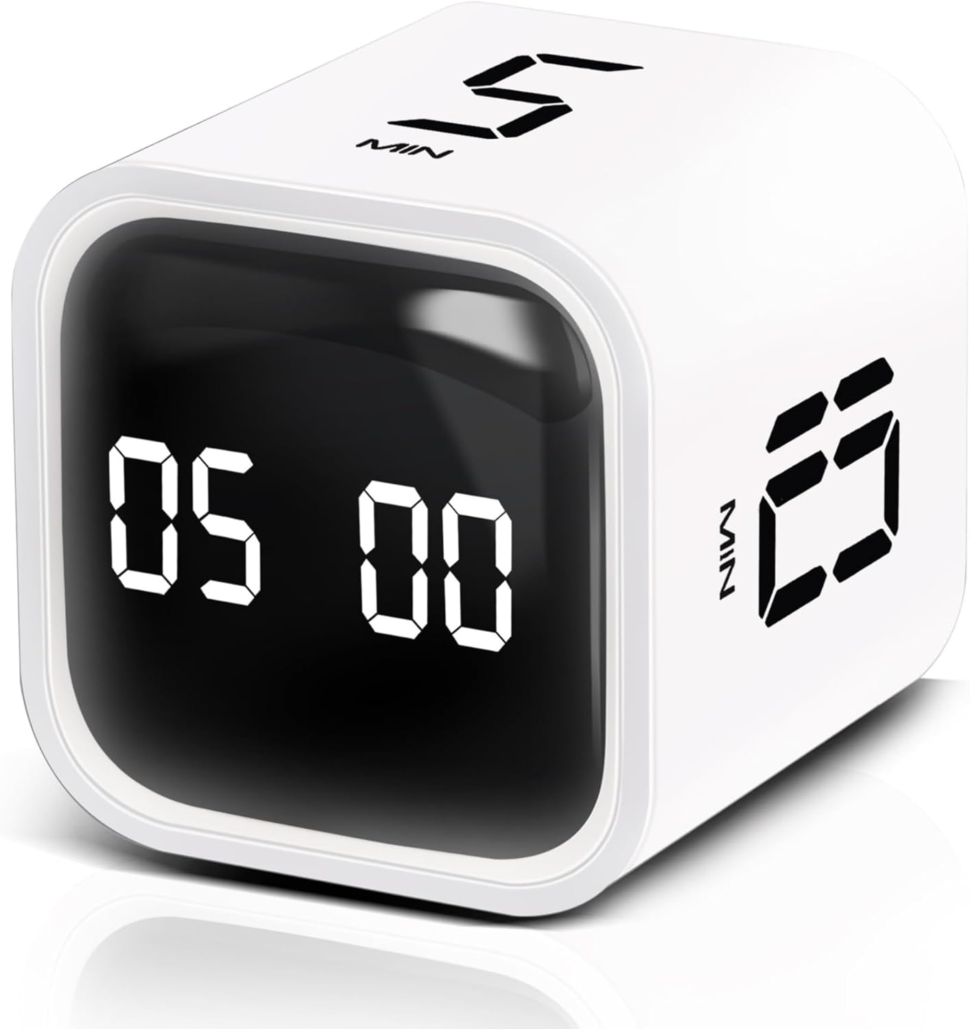 GWORKE GT-1 Pomodoro Zamanlayıcı Küp, Flip Timer, Öğrenci Kronometresi & Ders Çalışma Saati, 5/10/30/60 dk + Özel Geri Sayım, USB-C Şarjlı, Sessiz/Titreşimli Alarm, Mutfak/Ofis - Beyaz