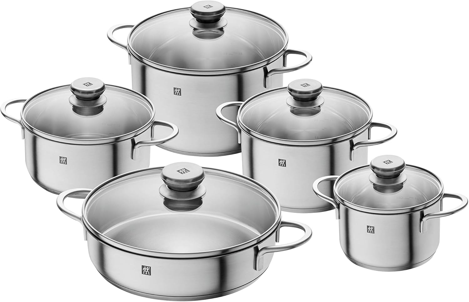 18/10 Paslanmaz Çelik, 5 Parça Gri Tencere Seti