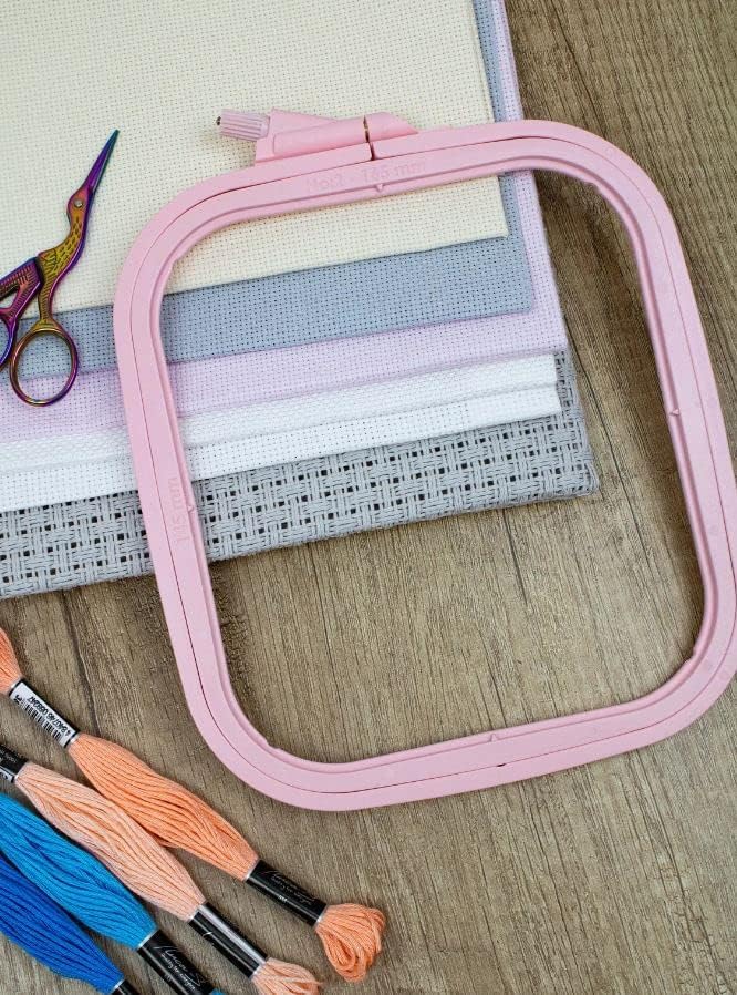 Pembe Küçük (No:2) Plastik Kare Nakış Kasnağı, Çapraz Dikiş Çemberleri, Zımba İğne Halkası, Kendin Yap El İşi Dikiş, ABS Plastik Nakış Çemberleri