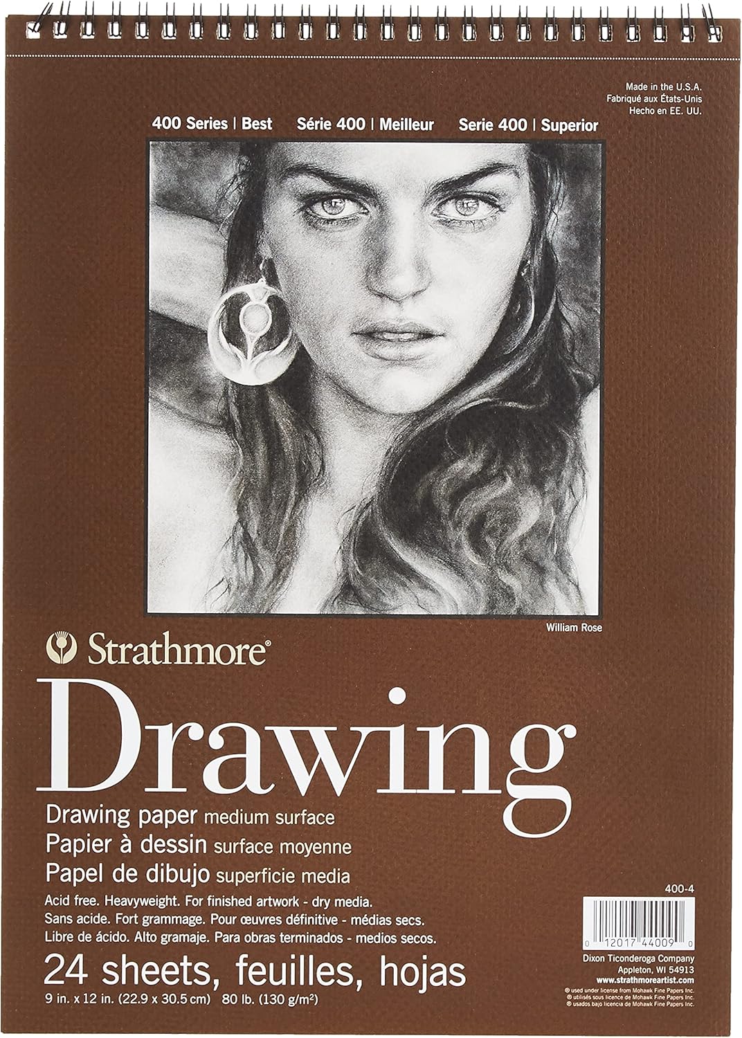 400 Series Zeichenblock, 22,9 x 30,5 cm, mit Spiralbindung, 24 Blatt