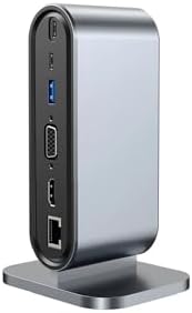 12 in 1 Portlu USB Çoklayıcı İstasyonu, VGA ve HDMI 4k Destekli, Dikey Stand, Gri