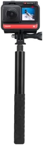 114cm Görünmez Selfie Çubuğu, X3, X2, X4, X5, ONE RS, GO 3, One, One X, Evo ile Uyumlu, 180 gr Alüminyum Katlanabilir Uzatma Çubuğu, 1/4” Vidalı Bağlantı, 360° Görünmez Çekim, Siyah