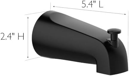 595629 Banyo için Geçmeli Pull-up Duvara Monte Küvet Yönlendirici Ağız, Mat Siyah, 3-7 inç