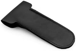 Tıraş Bıçağı Seyahat Kılıfı, Çift Taraflı Deri Koruma, Çıtçıt Kapaklı Emniyetli Taşıma (Hakiki Deri - Siyah)