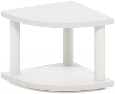 Furinno Turn-N-Tube 2 Katmanlı Köşe Tezgah Düzenleyici Raf, Beyaz/Beyaz