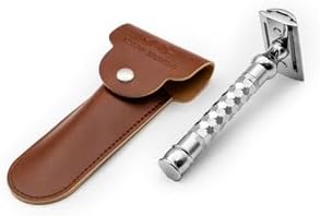 Tıraş Bıçağı Seyahat Kılıfı, Çift Taraflı Deri Koruma, Çıtçıt Kapaklı Emniyetli Taşıma (Hakiki Deri - Kahverengi)