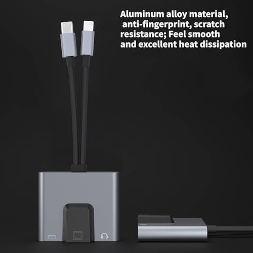 3 in 1 arada iphone ile Uyumlu Lightning/Type-C - Ethernet Adaptörü - Telefon/Tablet Ethernet LAN Ağ Adaptörü, Adaptörü Tak ve Çalıştır Zr815