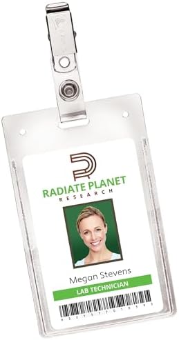 Klipsli Ağır Hizmet Tipi Rozet Tutucuları, 8,9 cm x 5,7 cm, Portre, 50 Klips Stili İsim Rozet Tutacağı (2920)