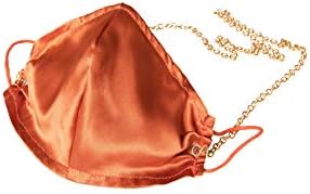 of Silk %100 İpek Kiremit Rengi Ağız Maskesi Zincir Detaylı