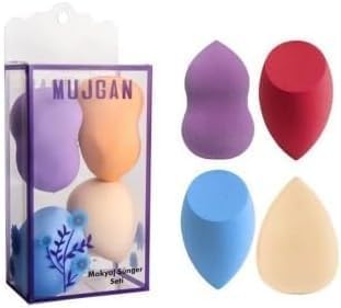 4’lü Armut Makyaj Süngeri Seti – Yıkanabilir, Tekrar Kullanılabilir, Kusursuz Ten Makyajı İçin Geniş ve Yassı Uçlu Süngerler | Su ile Şişen Makyaj Süngeri